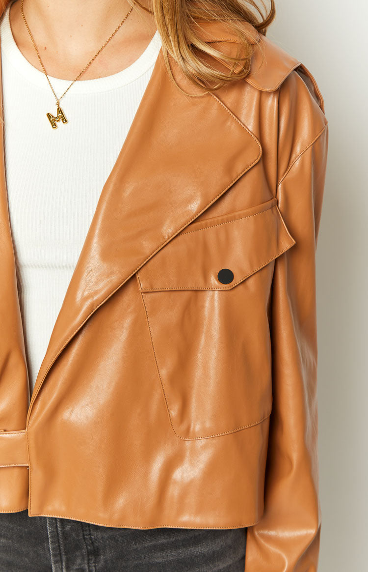 Blaze Bolt Tan PU Leather Jacket Image