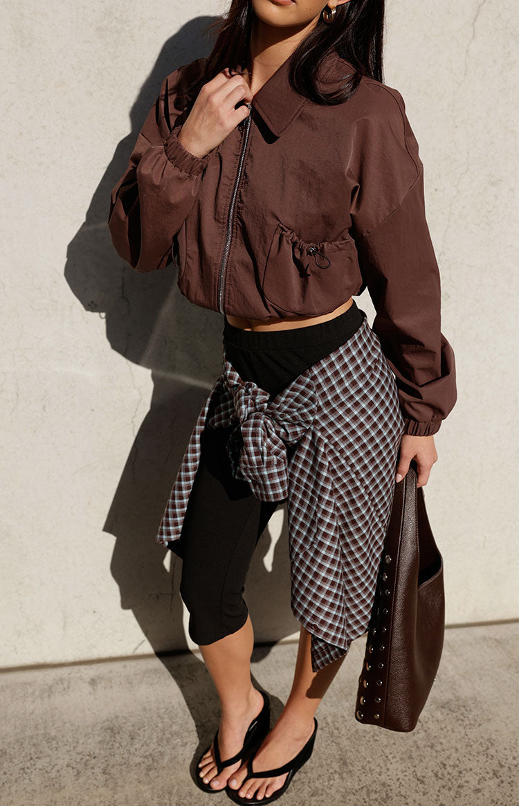 Bobbi Chocolate Collar Bomber Jacket Image