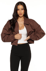 Bobbi Chocolate Collar Bomber Jacket Image