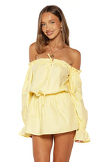 Bode Yellow Bardot Mini Dress Image
