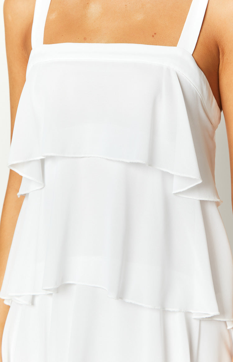 Brielle White Layered Frill Maxi Dress Image