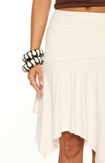 Brighton White Asymmetrical Midi Skirt Image
