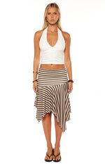 Brighton Brown Stripe Asymmetrical Midi Skirt Image