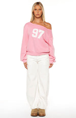 Buffie Pink Wash Off Shoulder Sweater Image