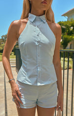 Caelan Blue Button Up Top Image