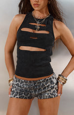 Calithea Silver Leopard Sequin Micro Shorts Image