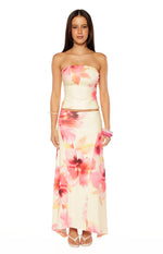 Candie Yellow and Pink Floral Print Tube Top Image