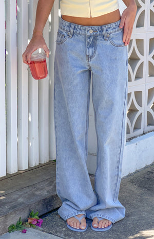 Beginning Boutique Carrie Light Wash Low Rise Jeans light wash denim low rise wide leg jeans with five pockets