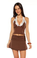 Briony Brown Polka Dot Mini Skirt Image