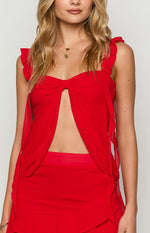 Caspian Red Chiffon Top Image