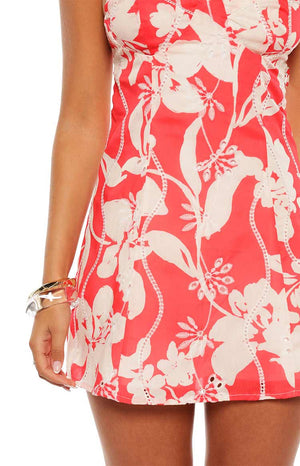 Chapman Red Floral Tie Back Mini Dress