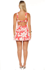 Chapman Red Floral Tie Back Mini Dress Image
