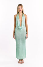 Charlette Green Cowl Neck Maxi Dress Image