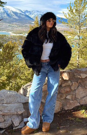 Charli Mid Wash Denim Studded Low Waist Baggy Leg Jeans