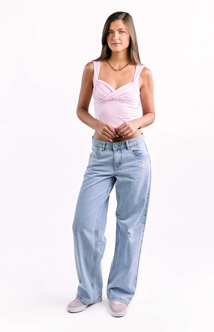 Charli Light Wash Low Waist Baggy Leg Jeans Image