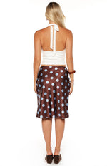Charlize Brown and Blue Polka Dot Midi Skirt Image