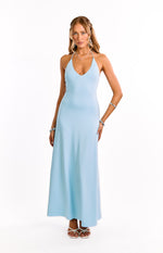 Chevelle Light Blue Halter Maxi Dress Image