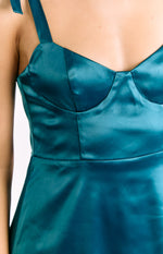 Chrystal Teal Tie Strap Party Mini Dress Image