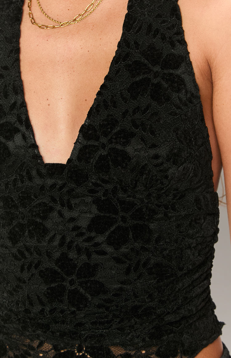 Clancy Rope Top Clancy Black Velvet Crop Top | Beginning Boutique AU