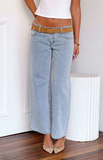 Clara Star Light Wash Denim Low Rise Jeans Image