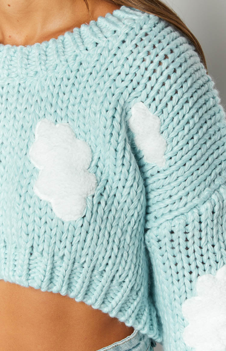 Cloudy Cloud Blue Knit Sweater Image