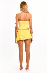 Cody Yellow Strapless Hibiscus Trim Top Image