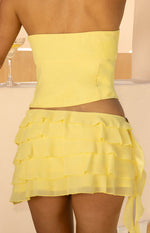 Cody Yellow Strapless Hibiscus Trim Top Image
