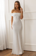 Cole White Polka Mesh Maxi Dress Image