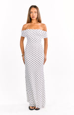 Cole White Polka Mesh Maxi Dress Image