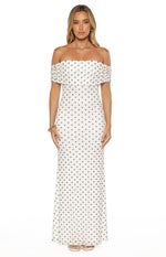 Cole White Polka Mesh Maxi Dress Image