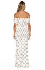 Cole White Polka Mesh Maxi Dress Image