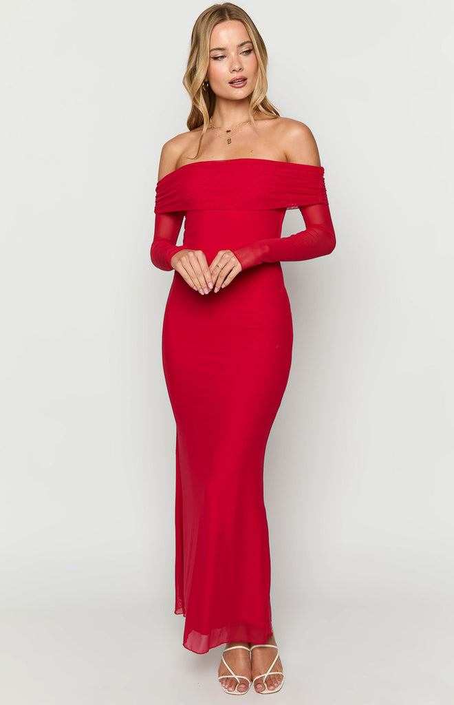Coraline Red Long Sleeve Maxi Dress – Beginning Boutique
