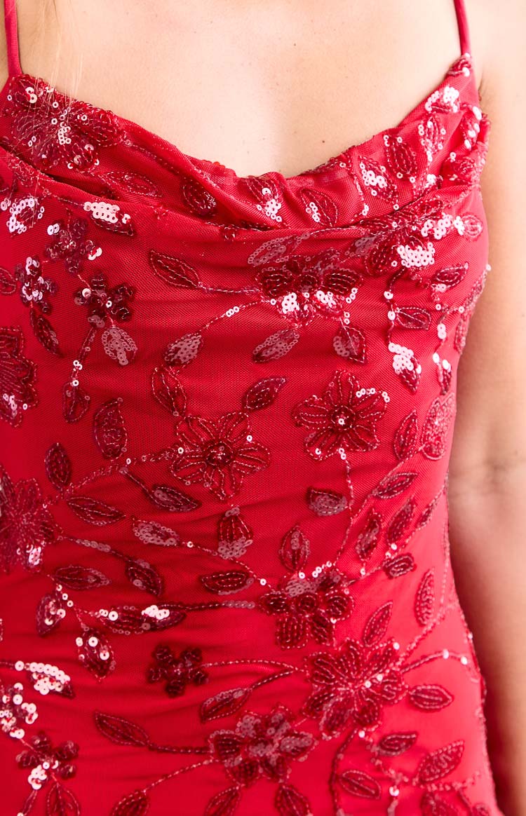Cordae Red Sequin Party Mini Dress Image