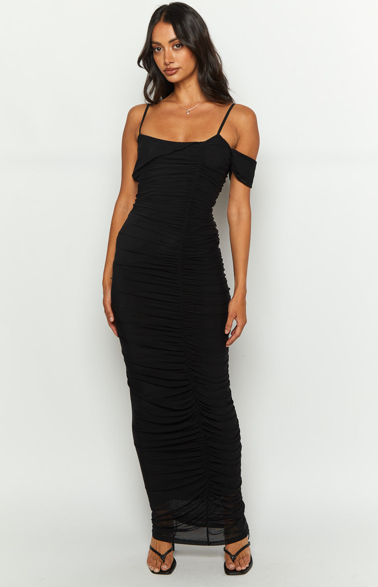 Cordelia Black Mesh Formal Maxi Dress – Beginning Boutique