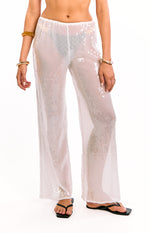 Cordelia White Sequin Wide Leg Pants Image