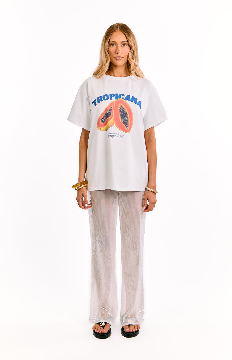 Cordelia White Sequin Wide Leg Pants Image