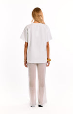 Cordelia White Sequin Wide Leg Pants Image