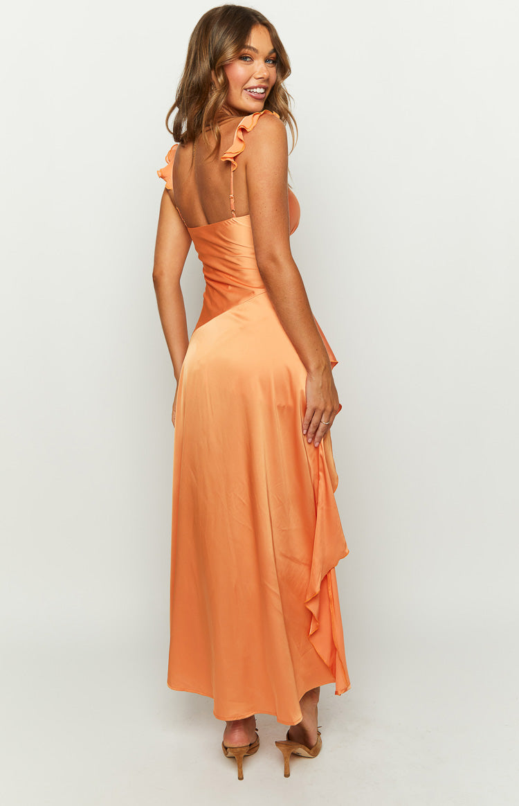 Shop Formal Dress - Corrina Orange Maxi Dress fifth image