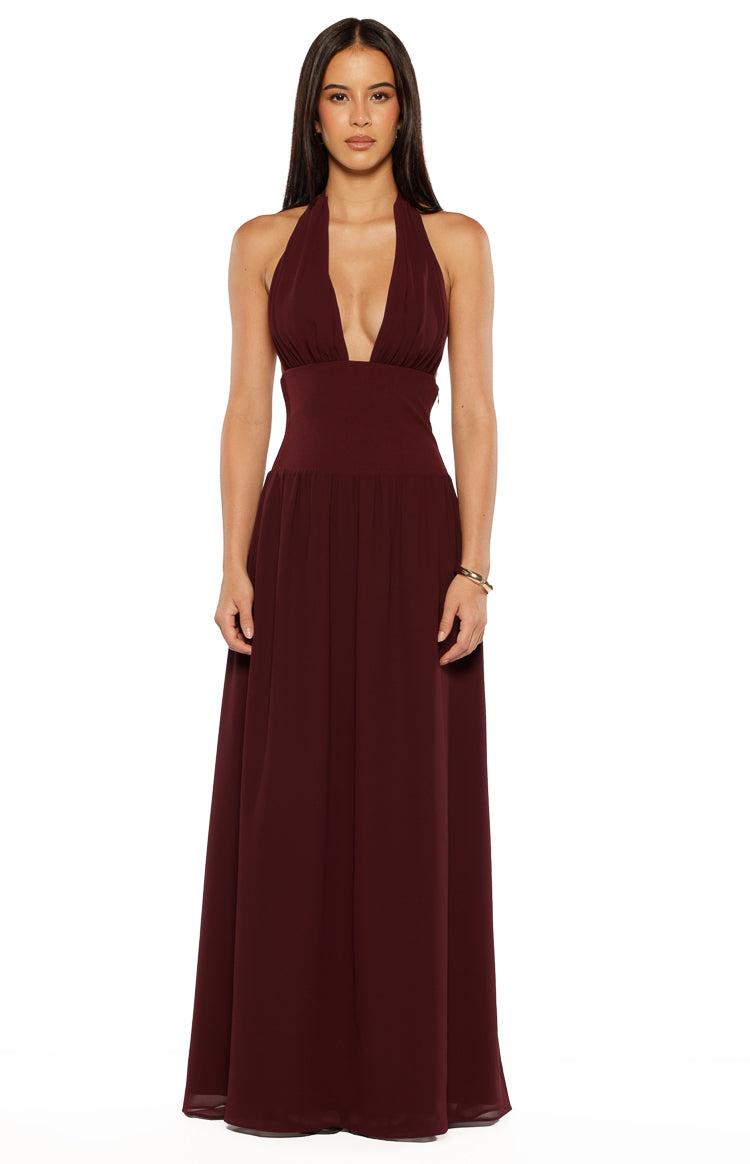 summer flare dress Cosette Burgundy Maxi Dress
