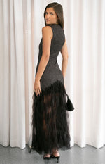 Courtni Black Sequin Ruffle Maxi Dress Image