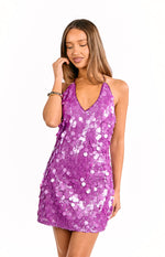 Cyrus Purple Sequin Mini Dress Image