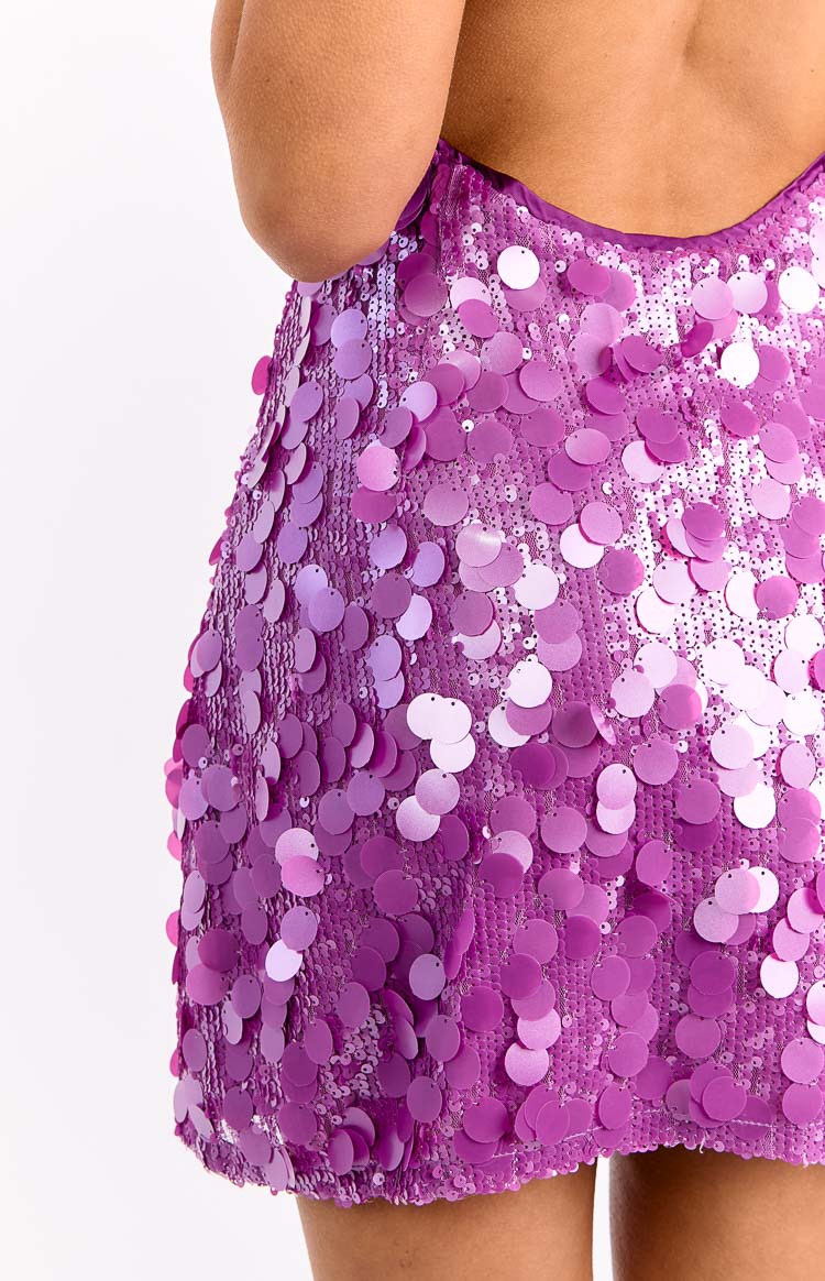 Cyrus Purple Sequin Mini Dress Image