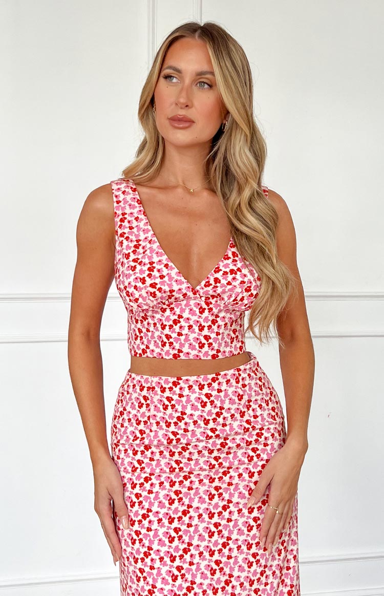 Dahlia Pink And Red Speckled Crop Top BB Exclusive Australia