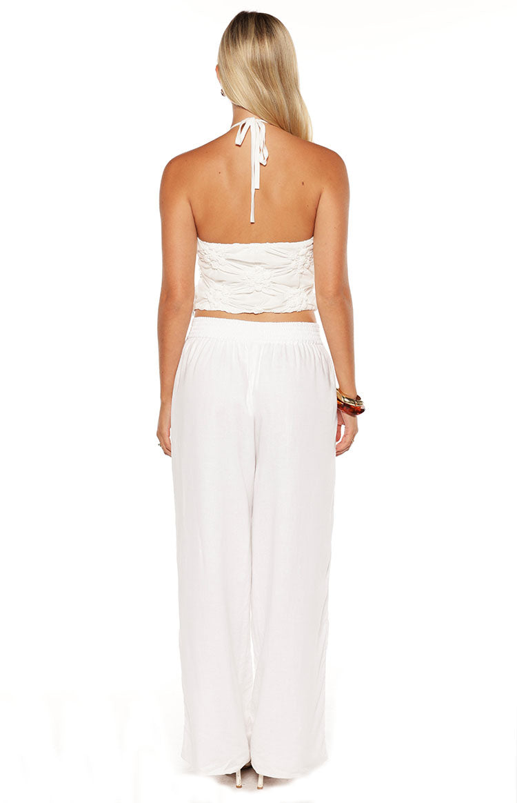 Daisie White Textured Halter Top Image