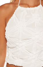 Daisie White Textured Halter Top Image