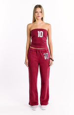 Dania Burgundy Leopard Star Track Pants Image