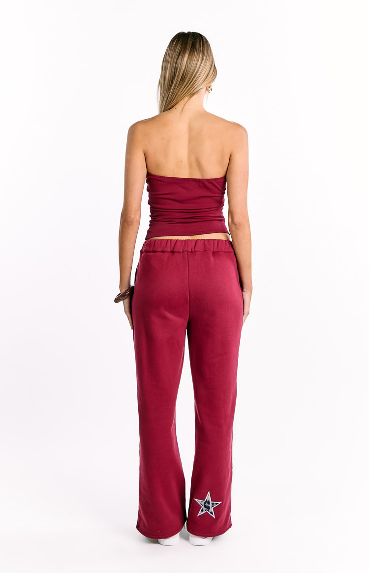 Dania Burgundy Leopard Star Track Pants Image