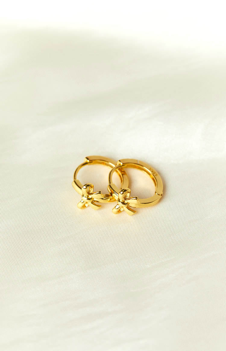 Darling Gold Bow Huggie Earrings (FREE over $100) Image