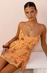 Dayan Orange Beaded Party Mini Dress Image