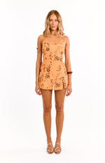 Dayan Orange Beaded Party Mini Dress Image